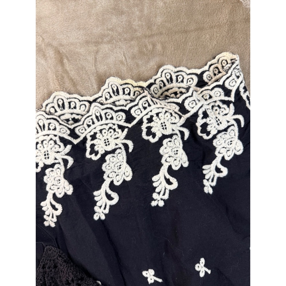 Lane Bryant Black Crochet Bodice Embroidered Hem Midi Dress Womens 18 Cotton - Picture 2 of 6